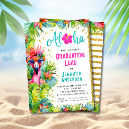 Invitación Fiesta Luau de Graduación Tropical Fun Lush