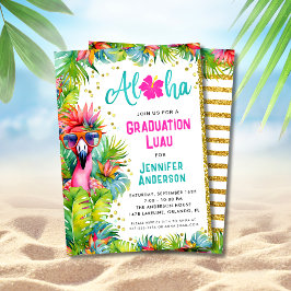 Invitación Fiesta Luau de Graduación Tropical Fun Lush