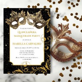 Invitación Fiesta lujoso de la mascarada de Quinceañera