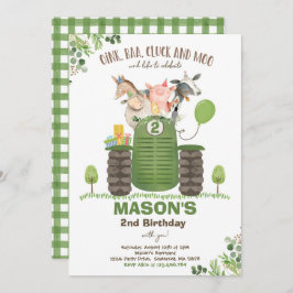 Invitación Fiesta MacDonald Barnyard, niño mayor de cumpleaño