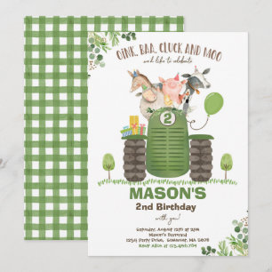 Invitación Fiesta MacDonald Barnyard, niño mayor de cumpleaño