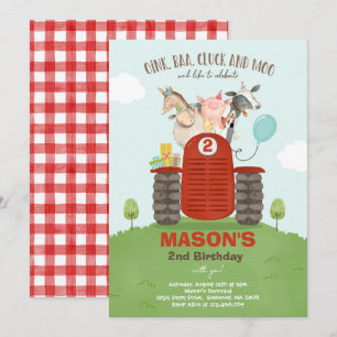 Invitación Fiesta MacDonald Barnyard, niño mayor de cumpleaño