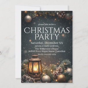 Invitación Fiesta Mágica de Navidad con Farol y Guirnalda Bri