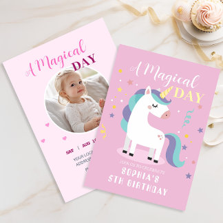 Invitación Fiesta Mágica del Unicornio Rosa