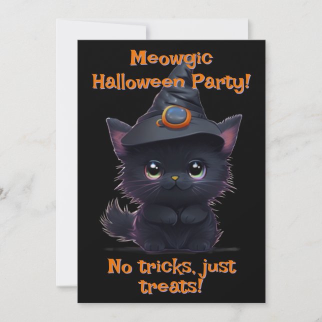 Invitación Fiesta mágico de gato negro de Halloween (Anverso)