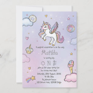 Invitación Fiesta magico unicornio