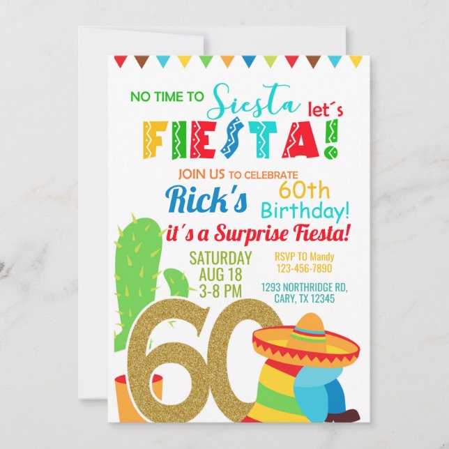 Invitación Fiesta man / varón 60 cumpleaños invitación. (Anverso)