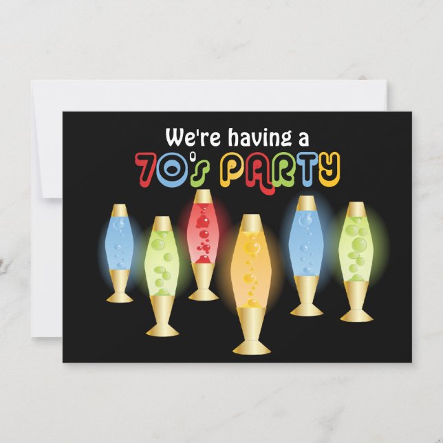 Invitación Fiesta maravilloso de las lámparas 70s (Anverso)