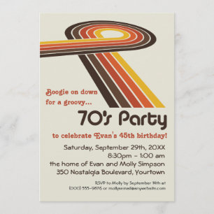 Invitación Fiesta maravilloso de las rayas 70s