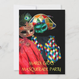 INVITACIÓN FIESTA MARDI GRAS HARLEQUIN COSTUME MASQUERADE
