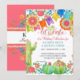 Invitación Fiesta Margarita Boda de cactus florales coloridos
