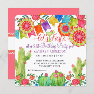 Invitación Fiesta Margarita Cactus 21er cumpleaños sorpresa