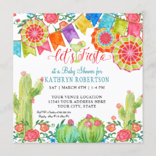 Invitación Fiesta Margarita Cactus Baby Boy Shower Banner Art