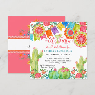 Invitación Fiesta Margarita Cactus Bridal Shower Chica Pennan
