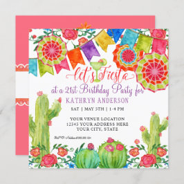 Invitación Fiesta Margarita Cactus Sorpresa de cumpleaños 21