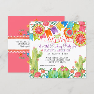 Invitación Fiesta Margarita Cactus Sorpresa de cumpleaños 21