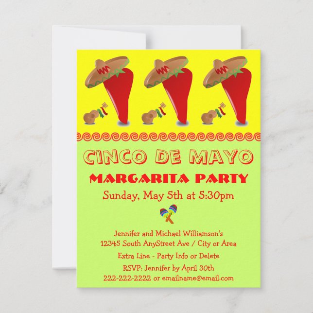 Invitación Fiesta Margarita Cinco de Mayo (Anverso)