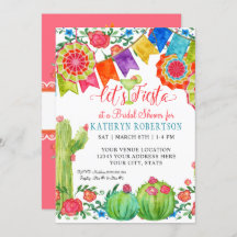 Fiesta Margarita Floral Cactus Art Bridal Shower