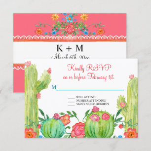 Invitación Fiesta Margarita Floral Cactus Boda RSVP
