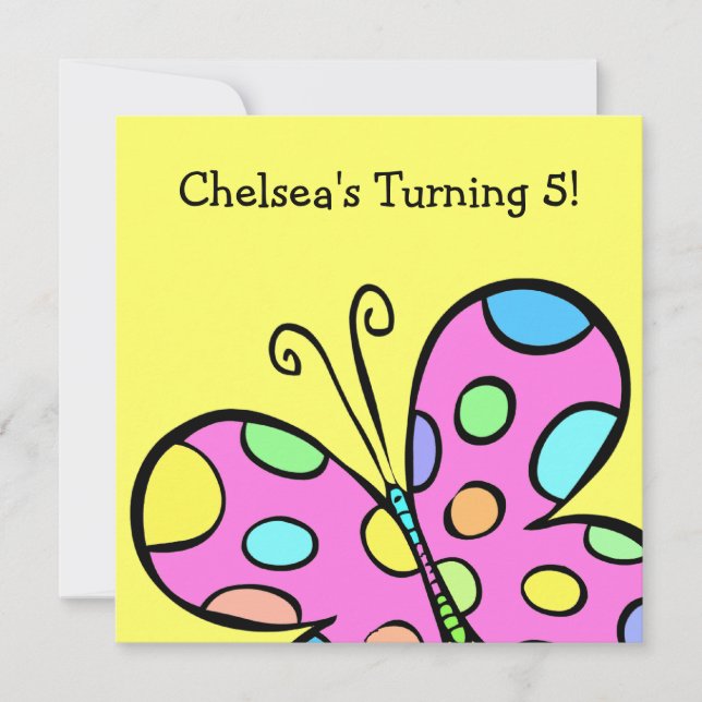 Invitación Fiesta mariposa (Anverso)