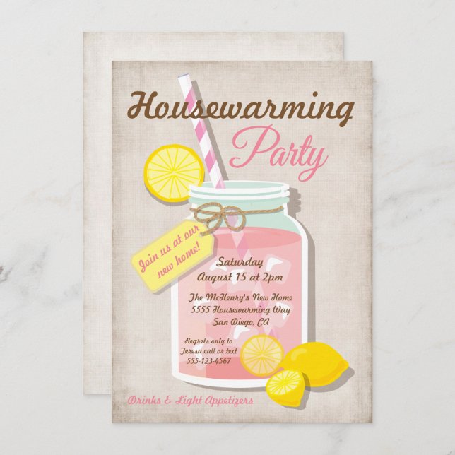 Invitación Fiesta Mason Jar Lemonade (Anverso / Reverso)