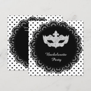 Invitación Fiesta MASQUERADE DE BACHELORETTE DE CORAZÓN BLANC