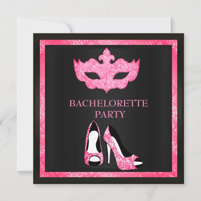 Invitación Fiesta MASQUERADE DE BACHELORETTE ELEGANTE DE MÁSC (Anverso)