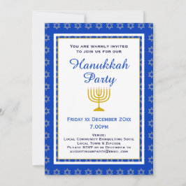 Invitación Fiesta Menorah HANUKKAH personalizado azul