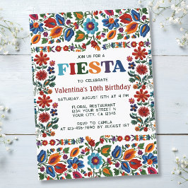 Invitación Fiesta Mexicana Arte Folclórico Embroidery Floral