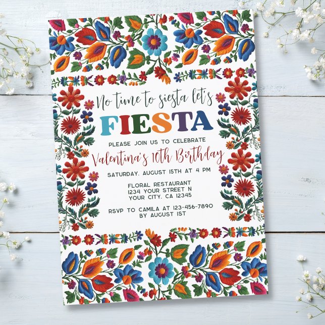 Invitación Fiesta Mexicana Arte Folclórico Embroidery Floral (Subido por el creador)