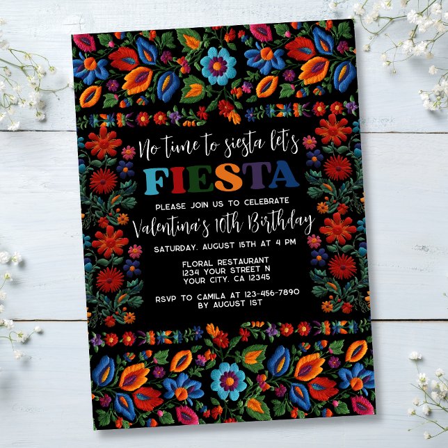 Invitación Fiesta Mexicana Arte Folclórico Embroidery Floral (Subido por el creador)