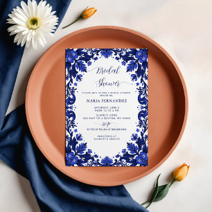 Invitación Fiesta Mexicana Azul Talavera Ducha Bridal