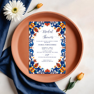 Invitación Fiesta Mexicana Azul Talavera Ducha Bridal