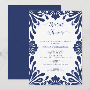 Invitación Fiesta Mexicana Azul Talavera Ducha Bridal
