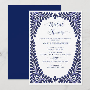 Invitación Fiesta Mexicana Azul Talavera Ducha Bridal