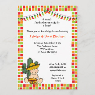 Invitación Fiesta mexicana Baby Shower invita a los chicos pi
