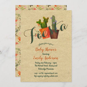 Invitación Fiesta mexicana Baby Shower Rustic Cacti Cactus