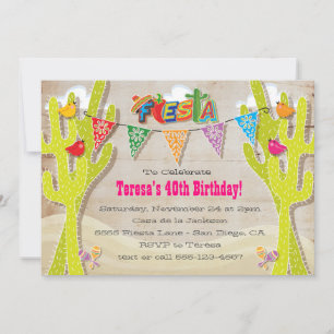 Invitación Fiesta mexicana Cactus papel rústico picado invita