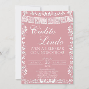 Invitación Fiesta Mexicana Cielito Lindo Rosa Claro