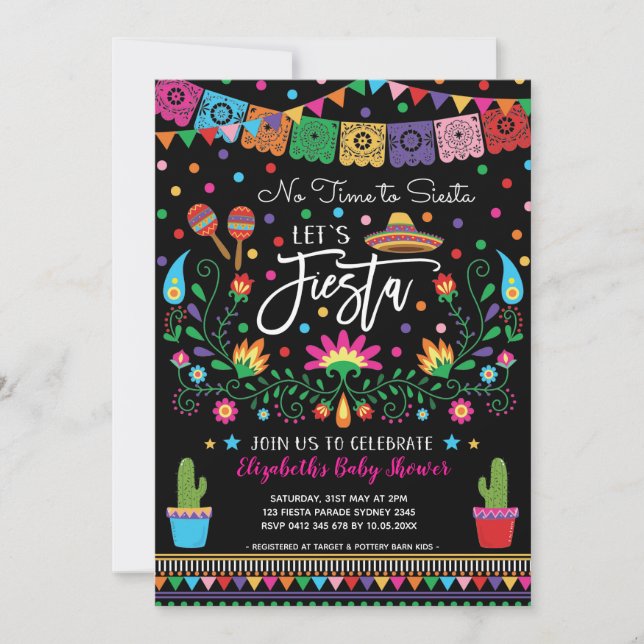 Invitación Fiesta mexicana Cinco De Mayo (Anverso)
