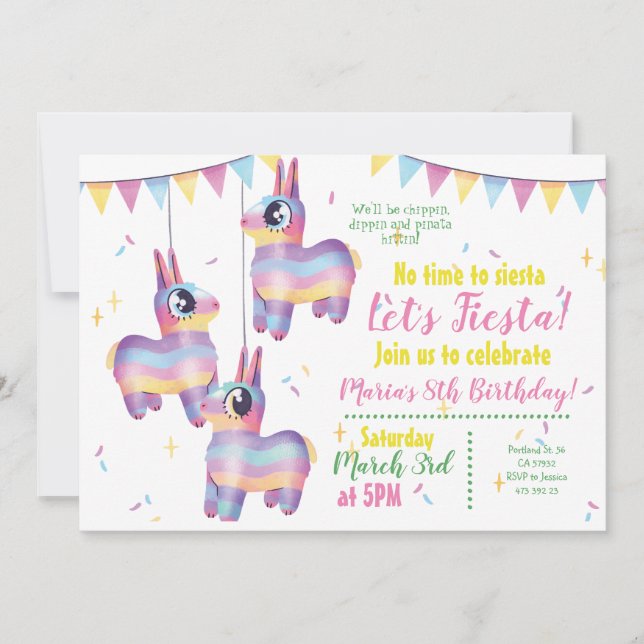 Invitación Fiesta Mexicana Cinco De Mayo Cumpleaños (Anverso)
