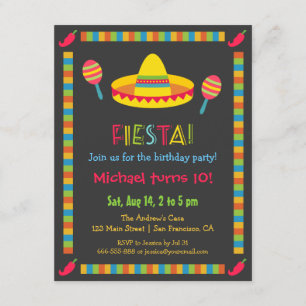 Invitación Fiesta Mexicana Colorida Cumpleaños de Niños