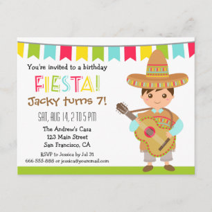 Invitación Fiesta Mexicana Colorida Cumpleaños de Niños