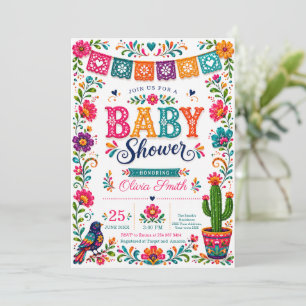 Invitación Fiesta Mexicana Colorida de Arte Popular para Baby