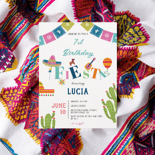 Invitación Fiesta Mexicana Colorida de Cactus Cumpleaños 1