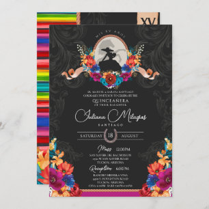 Invitación Fiesta Mexicana Colorido Carro Floral Quinceanera