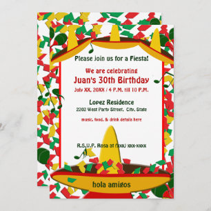 Invitación Fiesta Mexicana Cumpleaños (cualquier ocasión) Ami