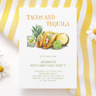 Invitación Fiesta Mexicana de 40 Cumpleaños con Tacos y Tequi