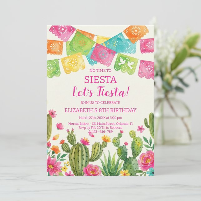 Invitación fiesta mexicana de cumpleaños (Anverso de pie)