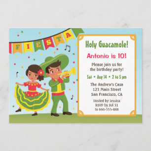 Invitación Fiesta Mexicana de Cumpleaños para Niños Hispanos